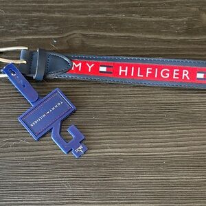 Tommy Hilfiger Blue and Red Logo Belt